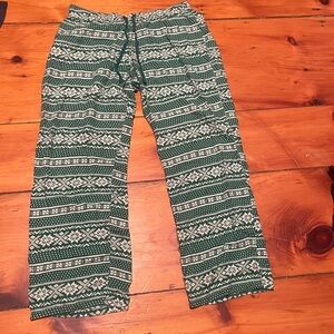 Green and White Patterned Pants